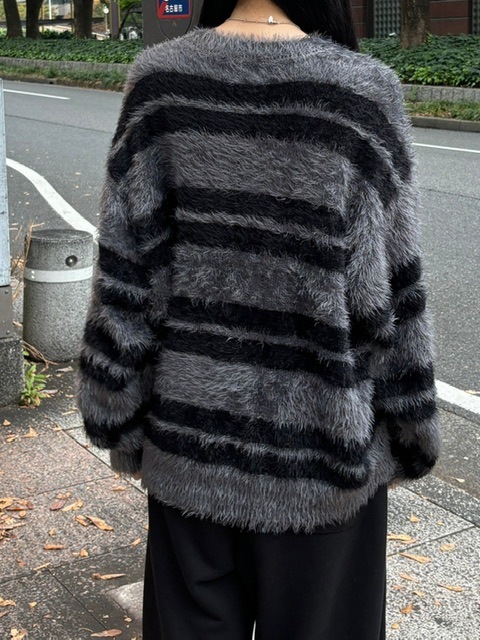 受注制【Chikashitsu +】hairy border knit (3color
