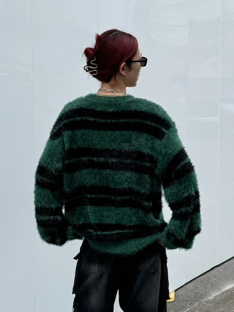 受注制【Chikashitsu +】hairy border knit (3color