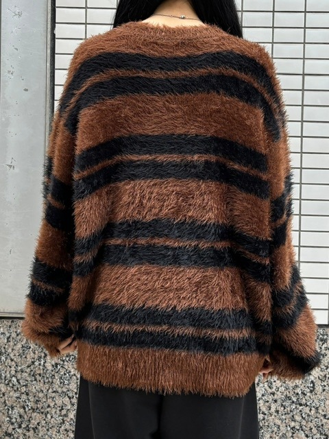 受注制【Chikashitsu +】hairy border knit (3color) / 【チカシツプラス】ヘイリーボーダーニット