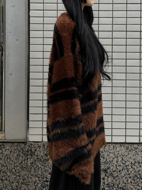 受注制【Chikashitsu +】hairy border knit (3color) / 【チカシツプラス】ヘイリーボーダーニット