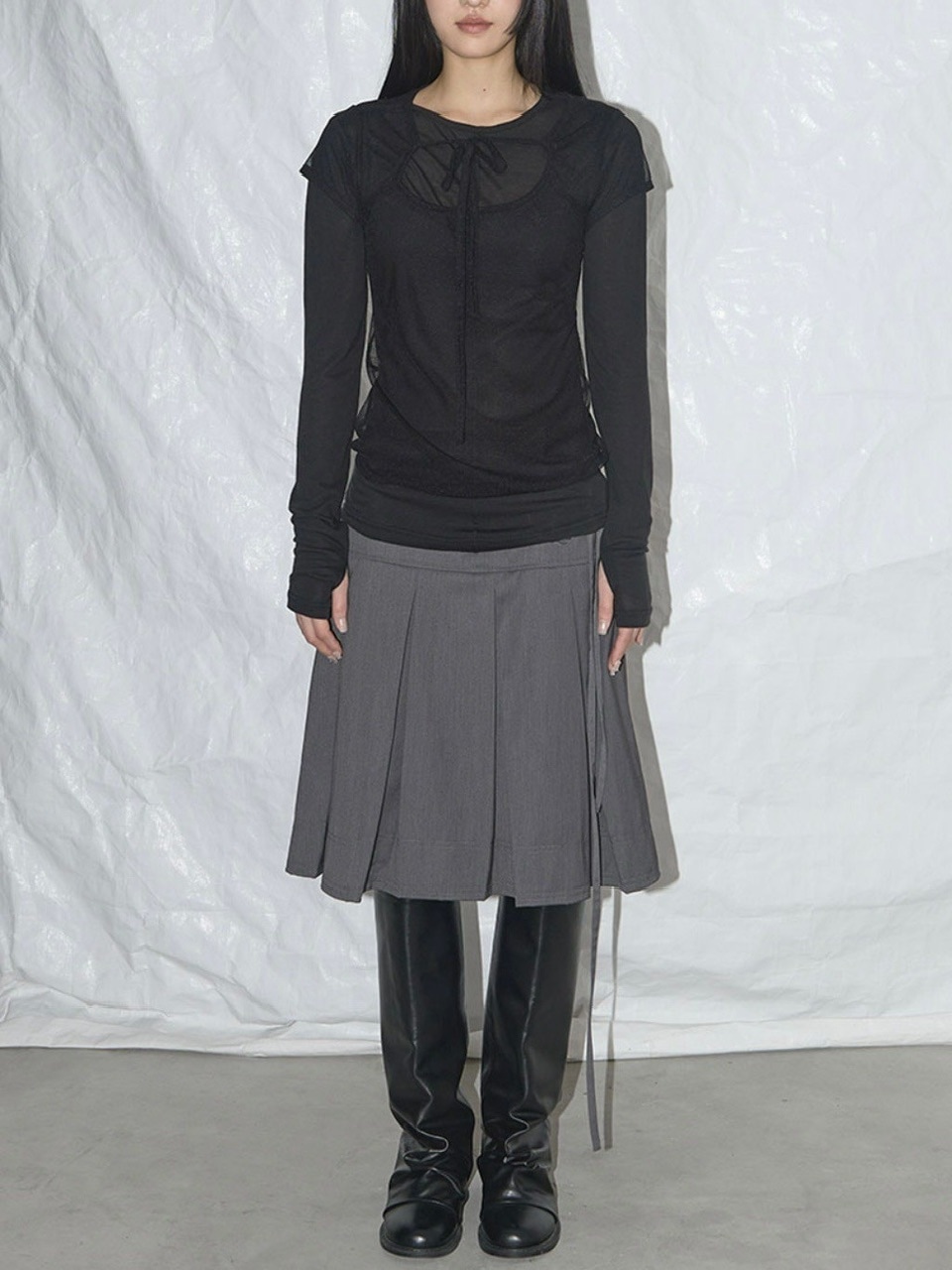 ☆FANCY CLUB☆FORMAL BUTTON PLEATS MIDI SKIRT FANCY CLUB】FORMAL BUTTON PLEATS MIDI SKIRT | OUR BRAND