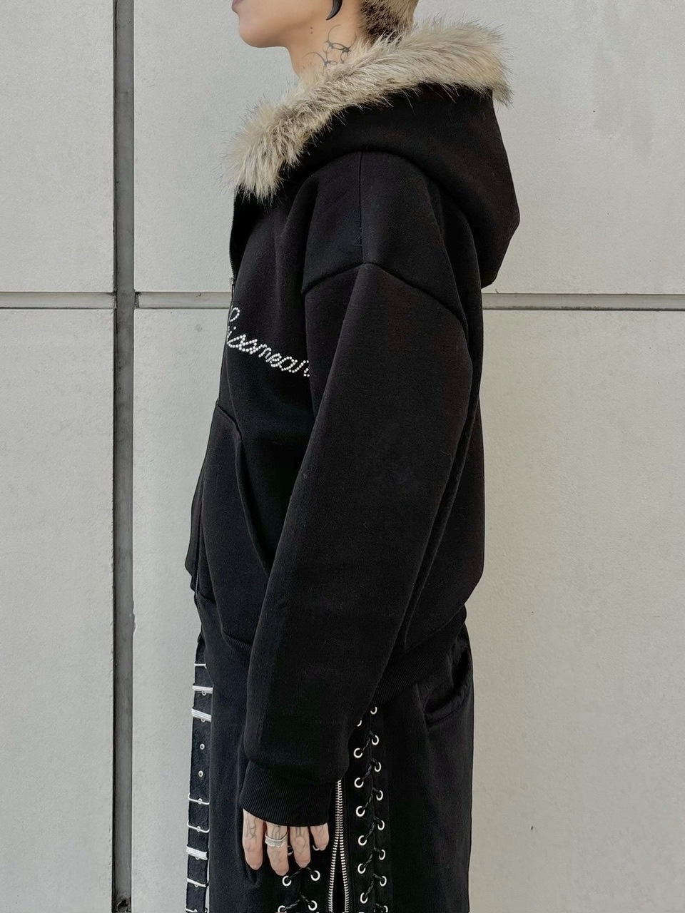 Never mind the XU】fur zip up hoodie (2color) | OUR BRAND,Never
