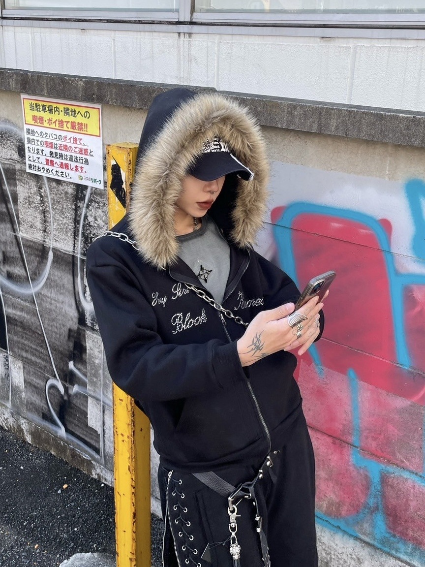 Never mind the XU】fur zip up hoodie (2color) | OUR BRAND,Never