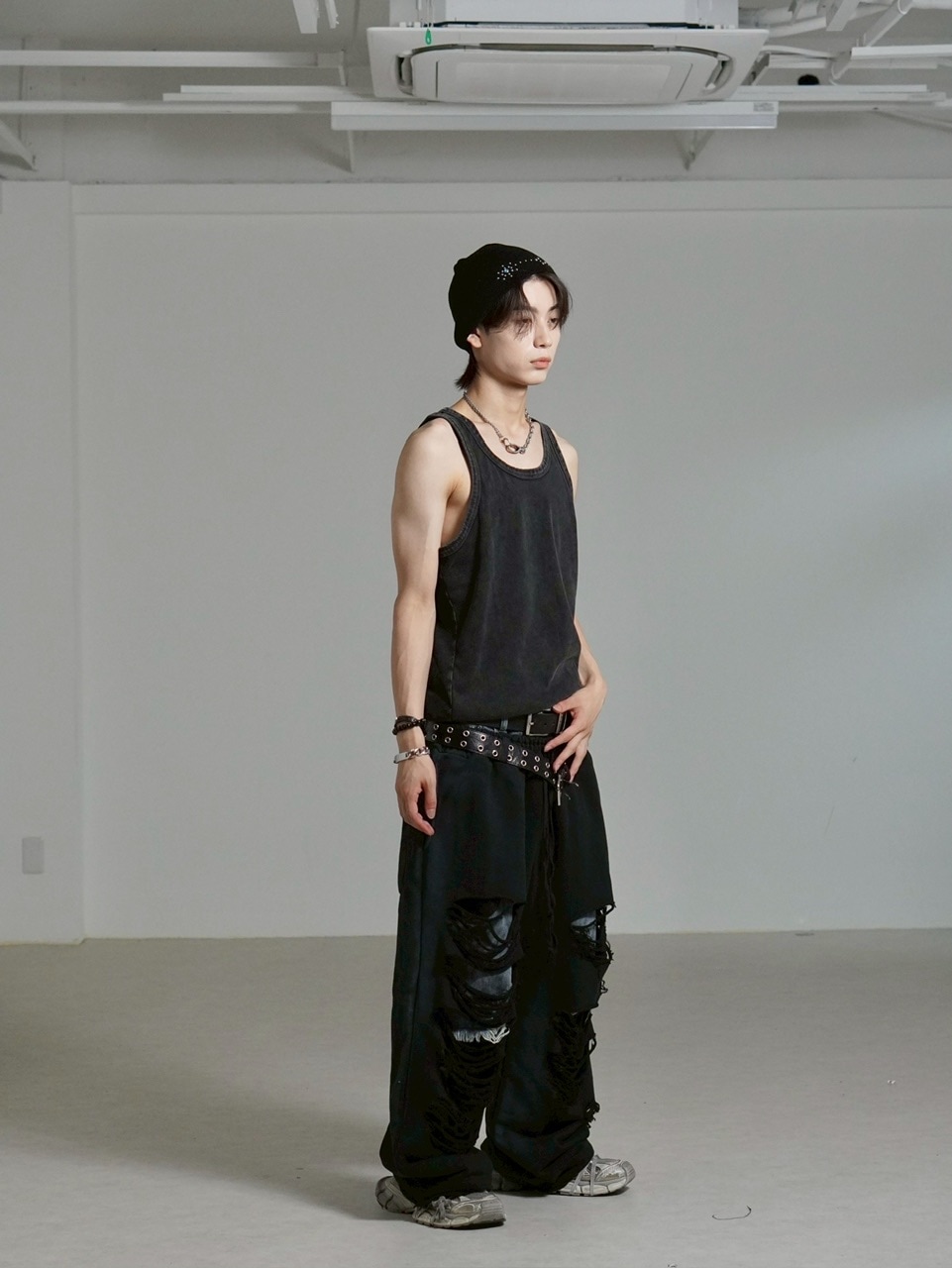 受注制【Chikashitsu +】dirty wash sleeveless / 【チカシツプラス】ダーティウォッシュタンクトップ (2color)