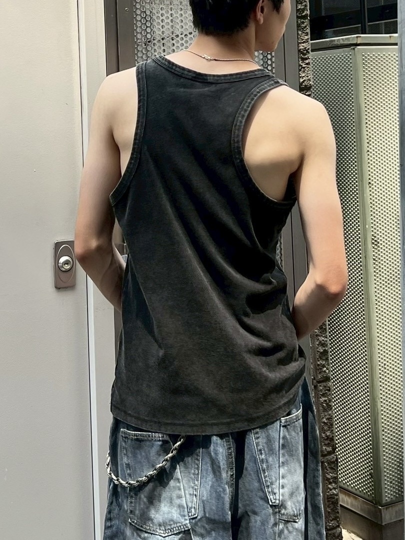 受注制【Chikashitsu +】dirty wash sleeveless / 【チカシツプラス】ダーティウォッシュタンクトップ (2color)