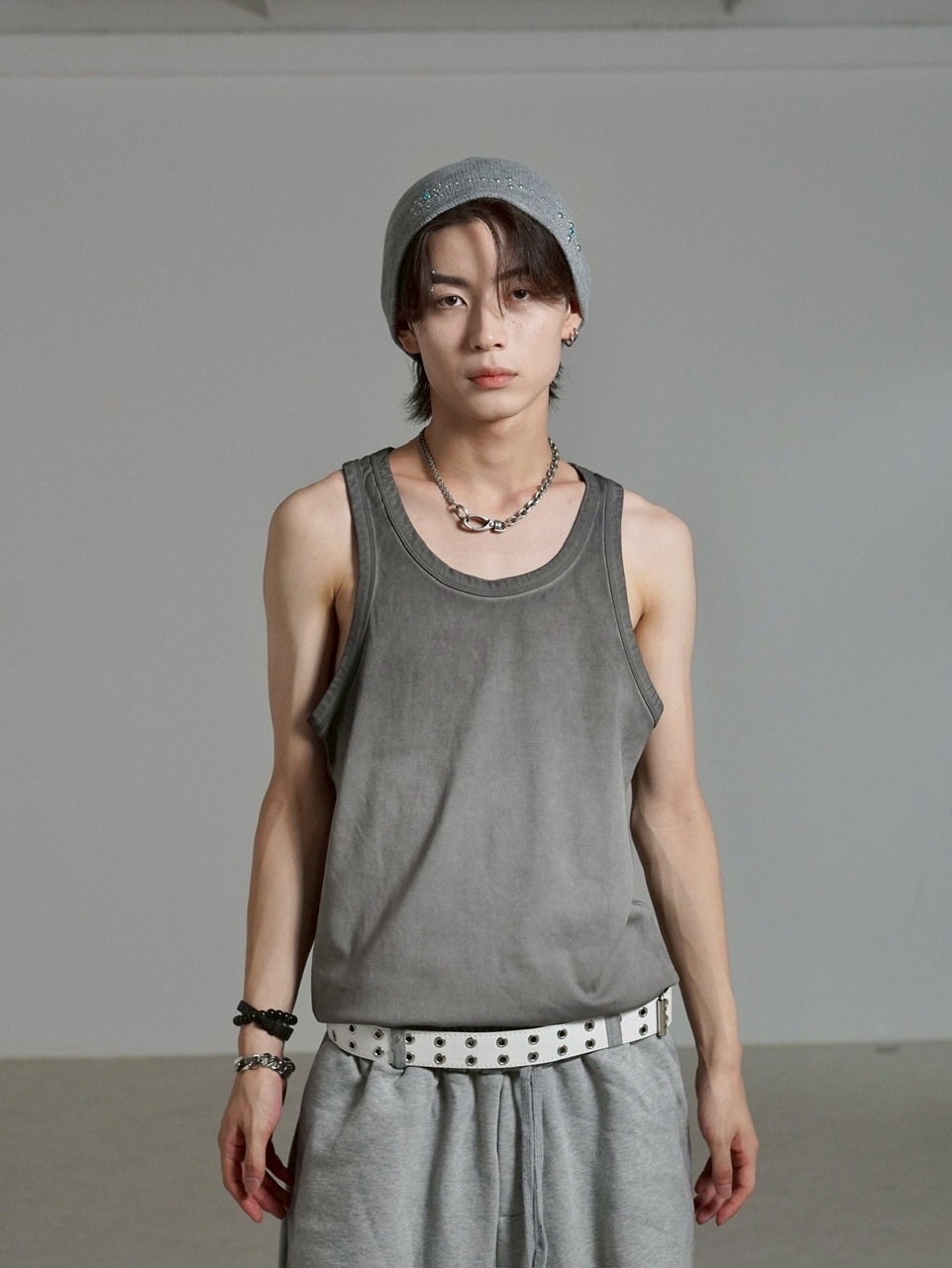 受注制【Chikashitsu +】dirty wash sleeveless / 【チカシツプラス】ダーティウォッシュタンクトップ (2color)