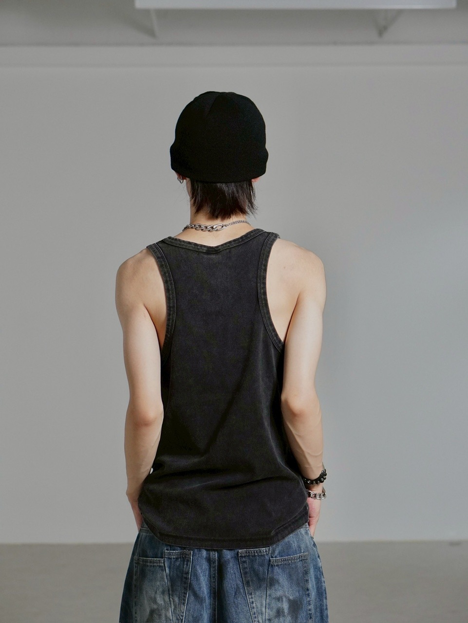 受注制【Chikashitsu +】dirty wash sleeveless / 【チカシツプラス】ダーティウォッシュタンクトップ (2color)