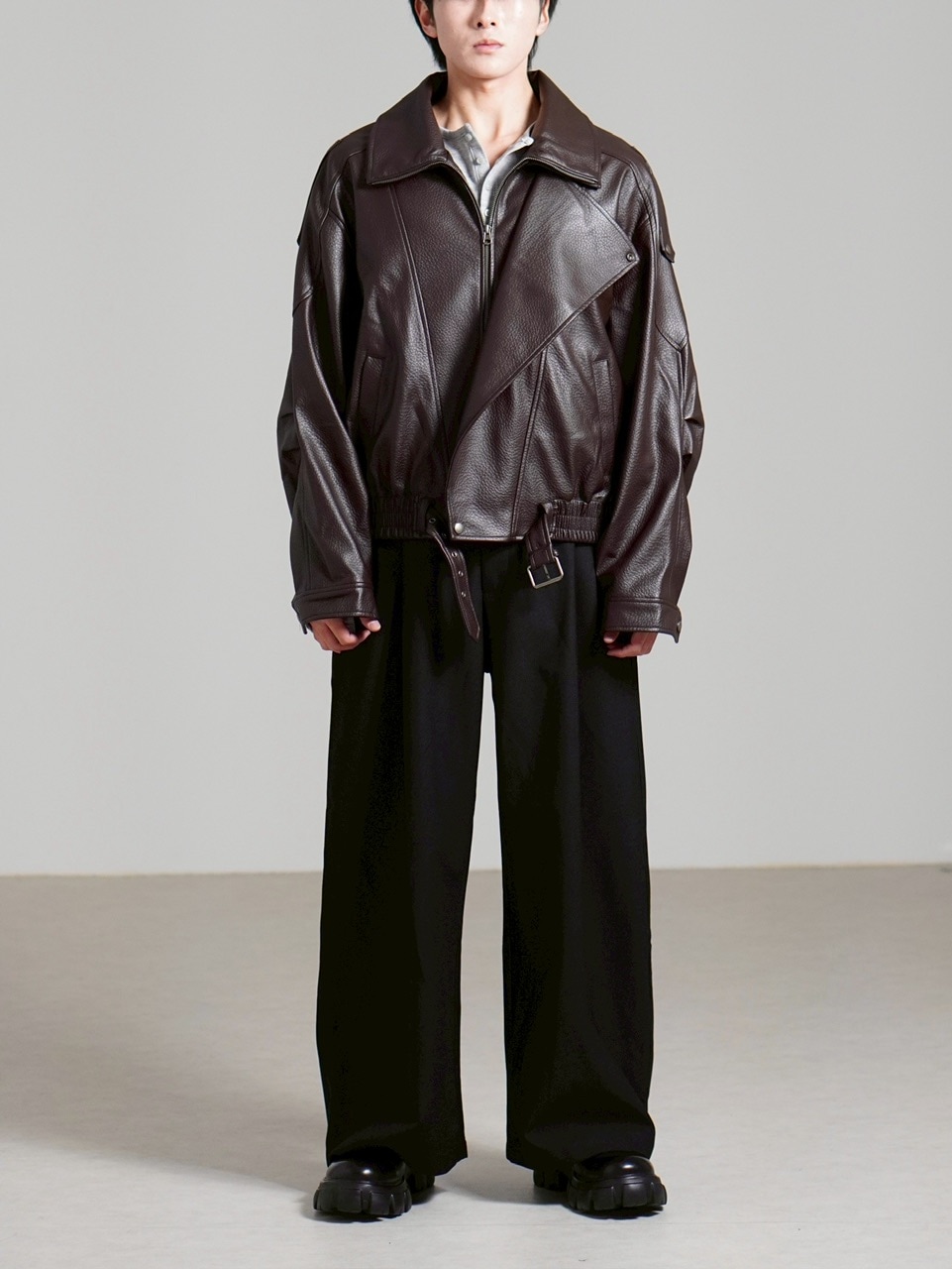 Chikashitsu +】high neck non-leather bomber jacket