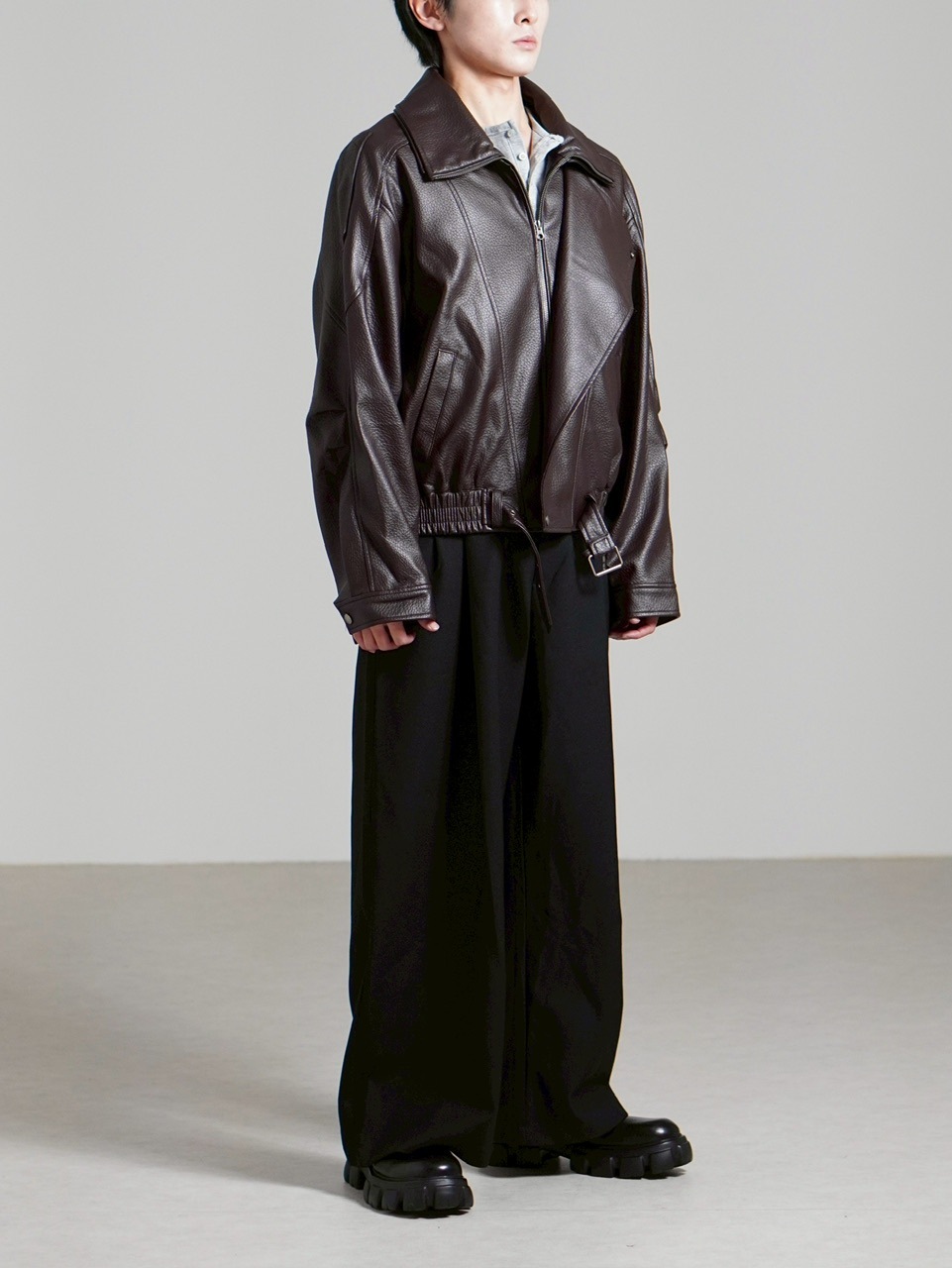 Chikashitsu +】high neck non-leather bomber jacket