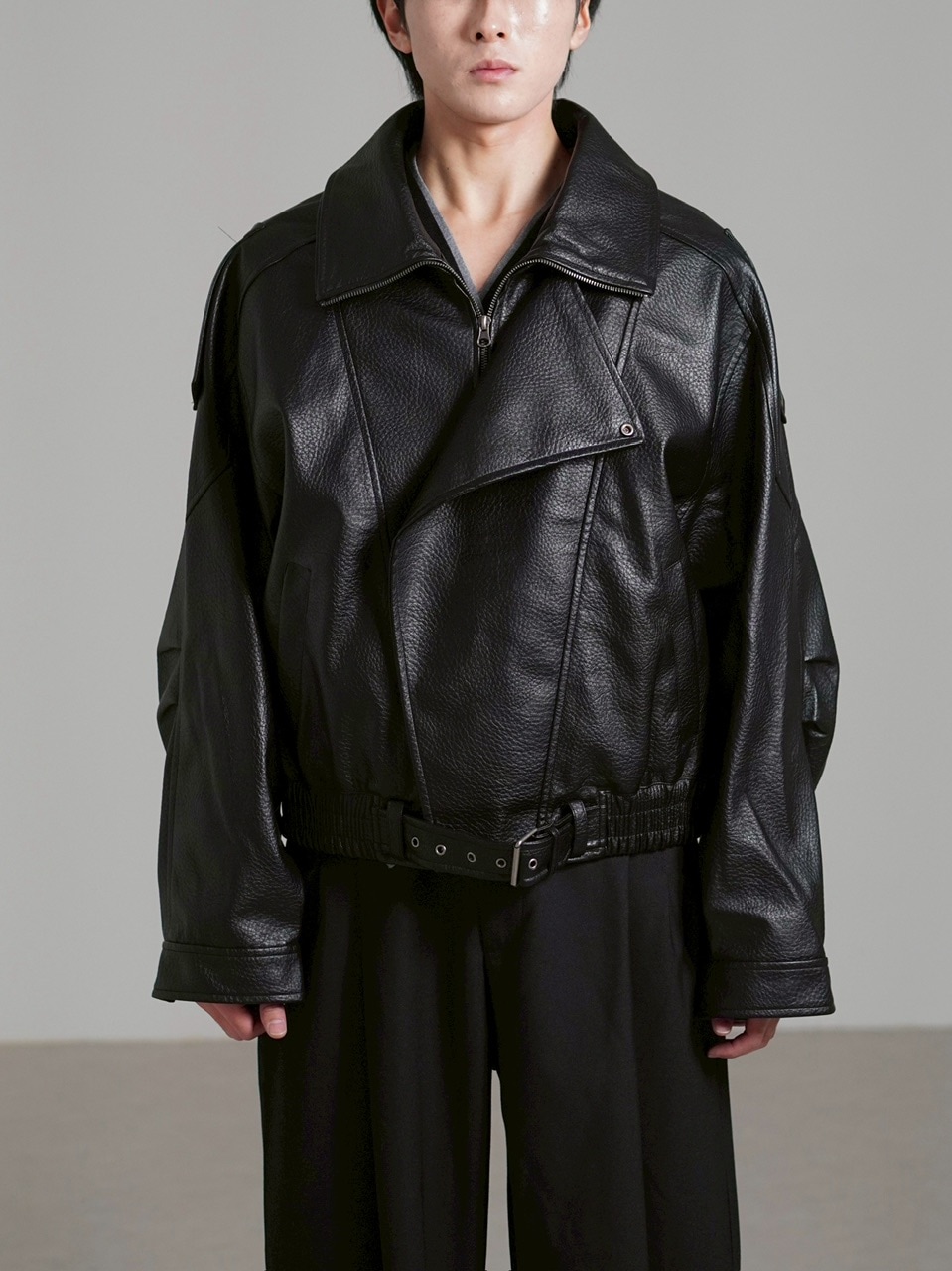 受注制【Chikashitsu +】high neck non-leather bomber jacket