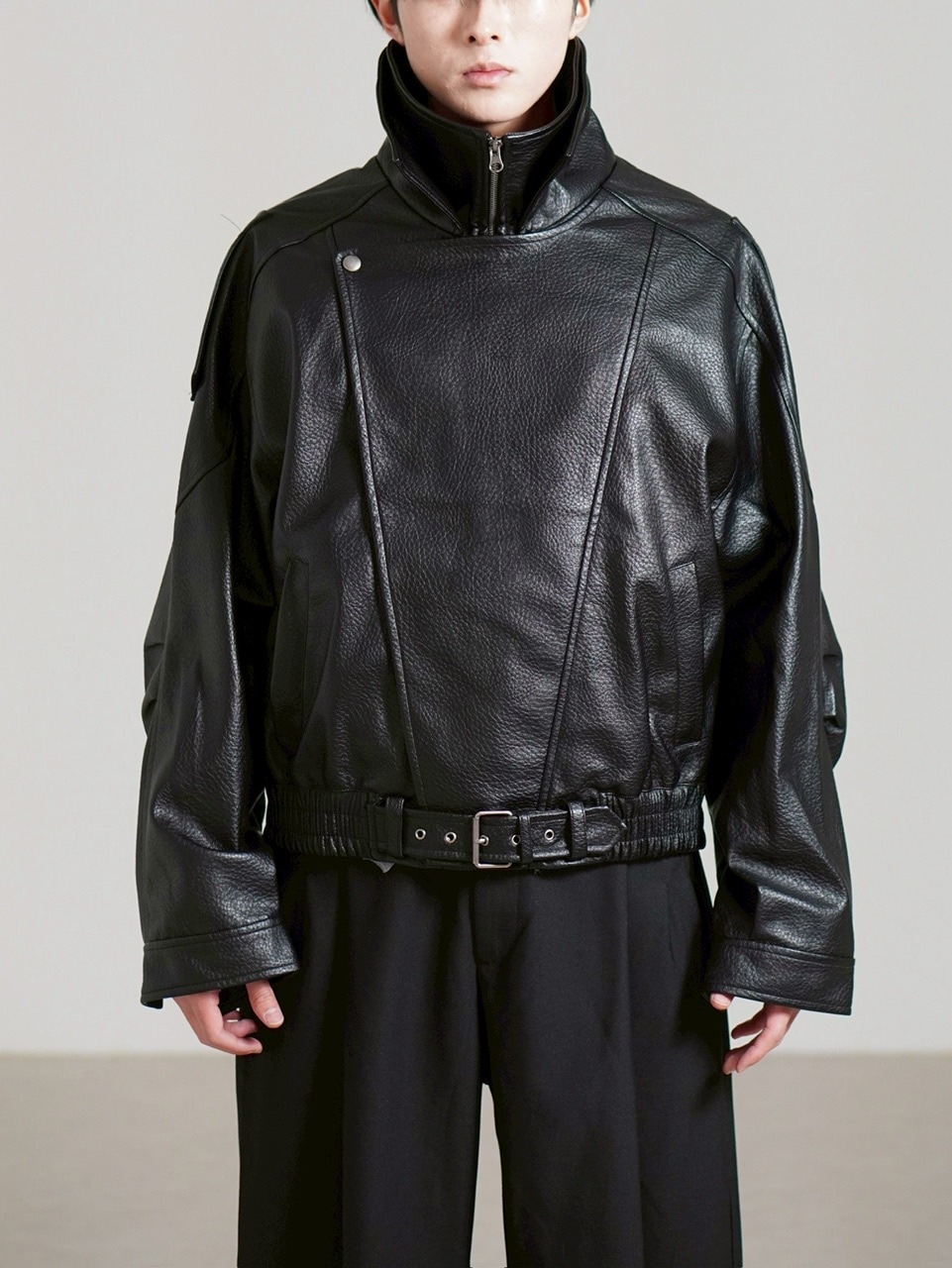 Chikashitsu +】high neck non-leather bomber jacket
