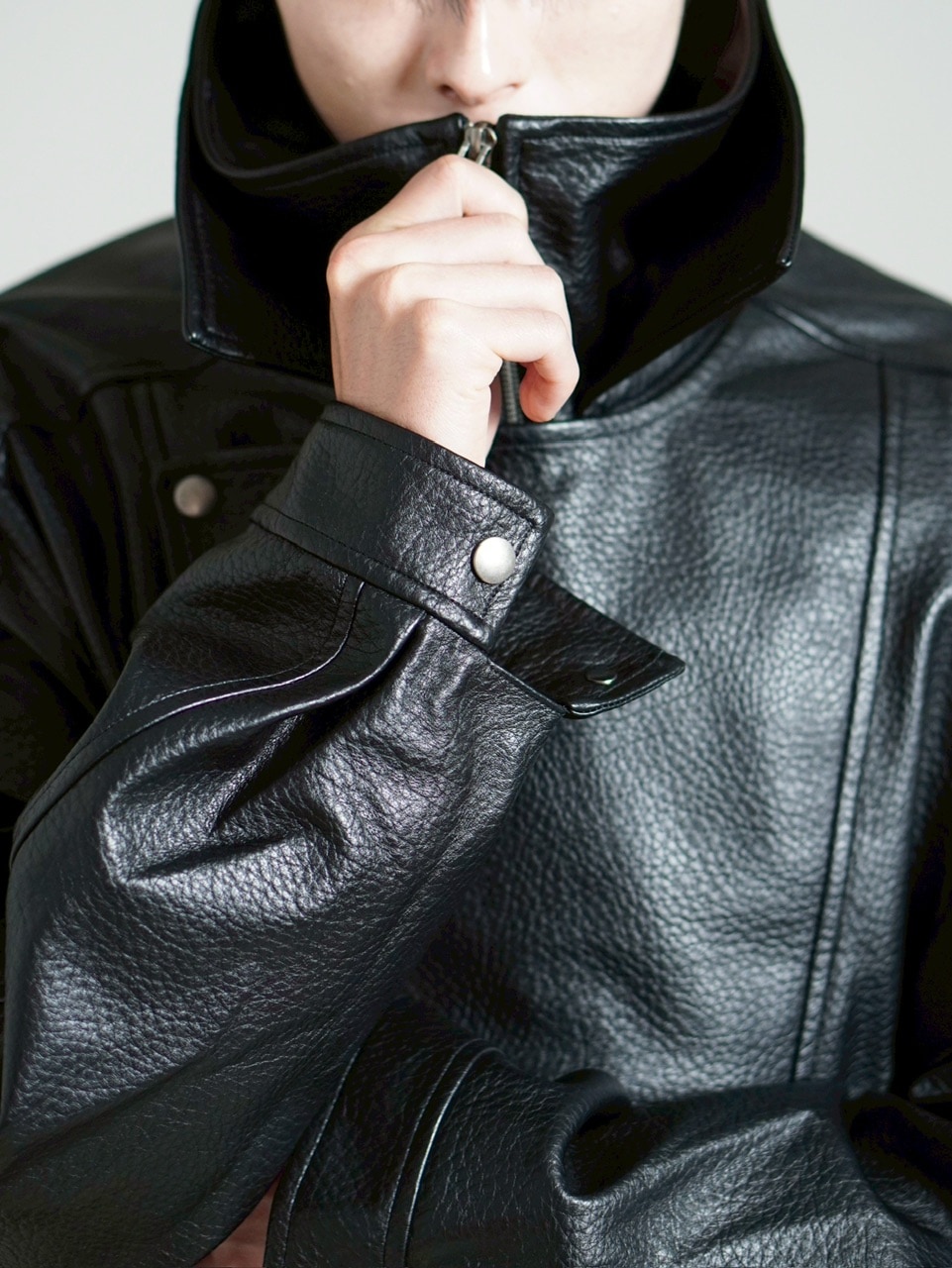 HYPE ブラック ジャケット Chikashitsu +】high neck non-leather bomber jacket