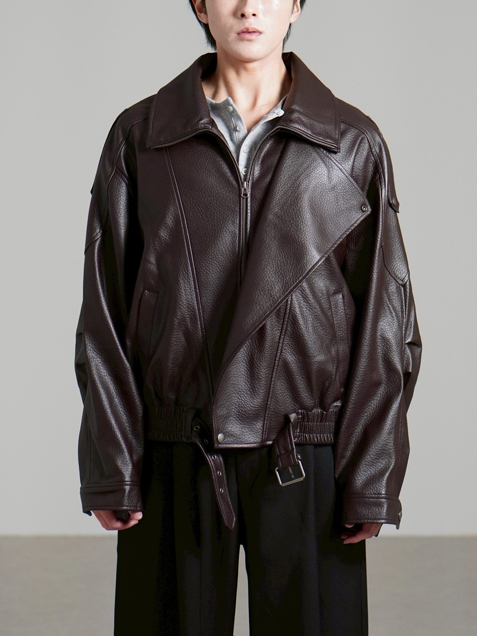 受注制【Chikashitsu +】high neck non-leather bomber jacket