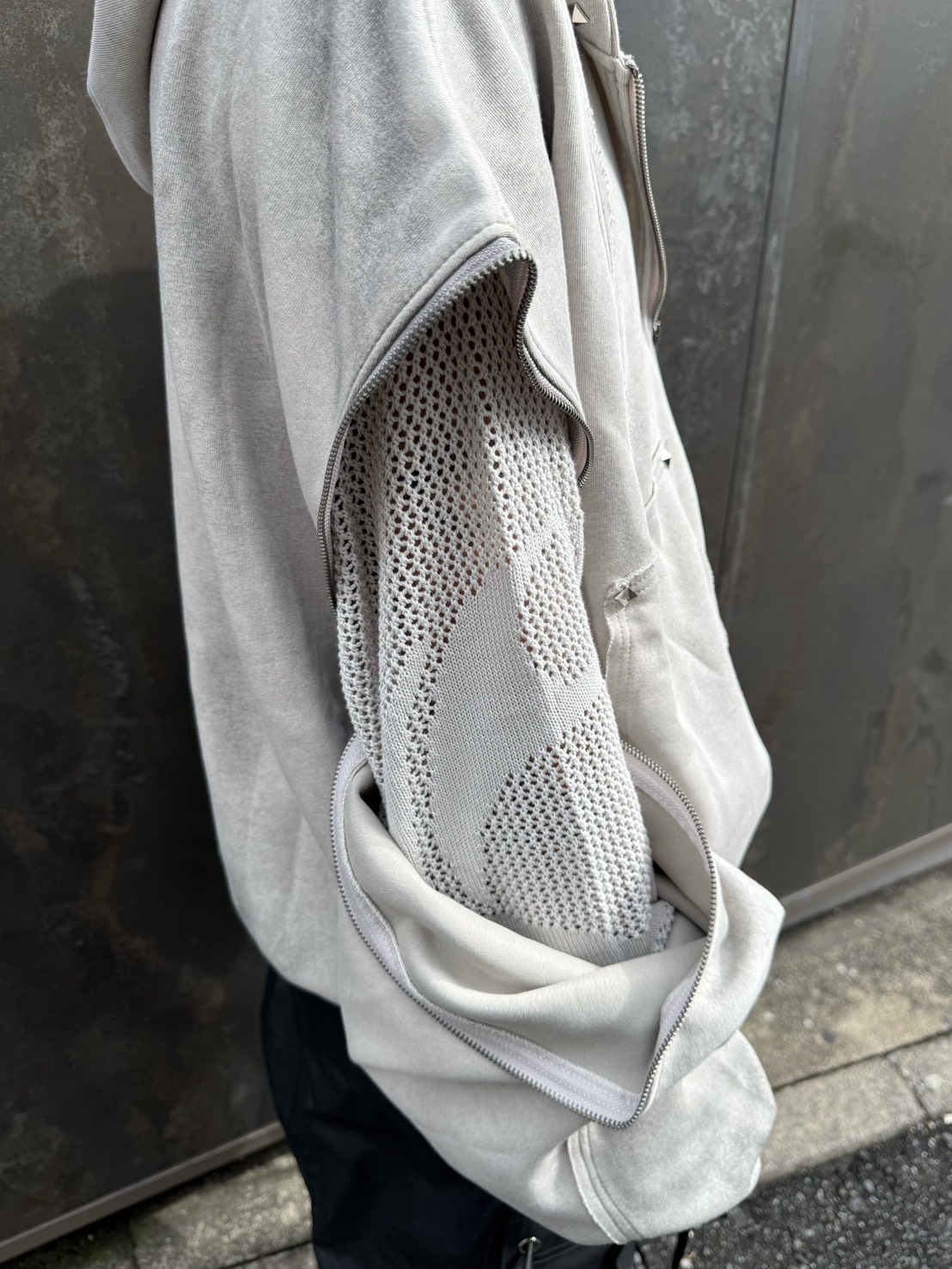 Never mind the XU】studs washing zip up hoodie / 【ネバーマインド