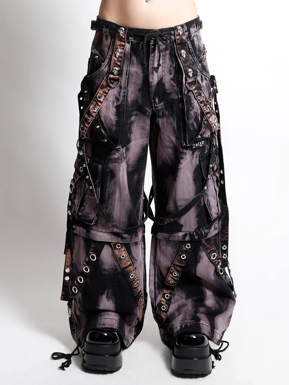 【TRIPP nyc】STORM WASH DENIM PANT[BD7145MB] / 【トリップ ニューヨーク 】ボンテージストラップタイダイウォッシュワイドデニムパンツ