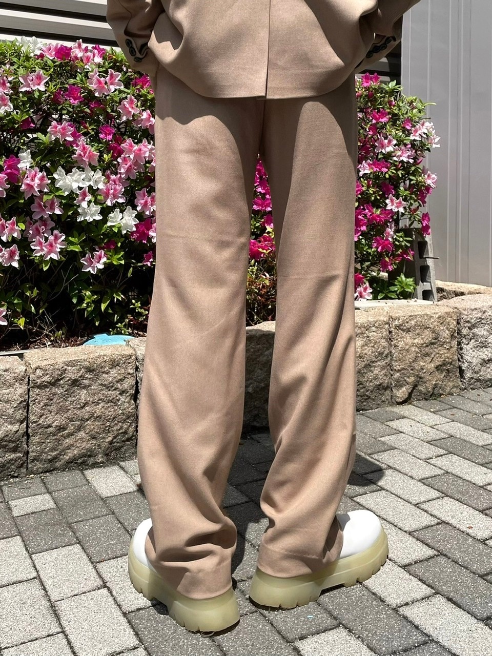 受注制【Chikashitsu +】set up design slacks (2color) | OUR BRAND