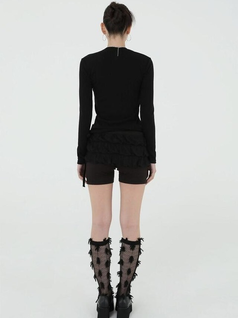 【Uglyshadow】CANCAN SHIRRING SKIRT PANTS MUSINSA | UGLYSHADOW Cancan Wrap Skirt Pants Set (Black)