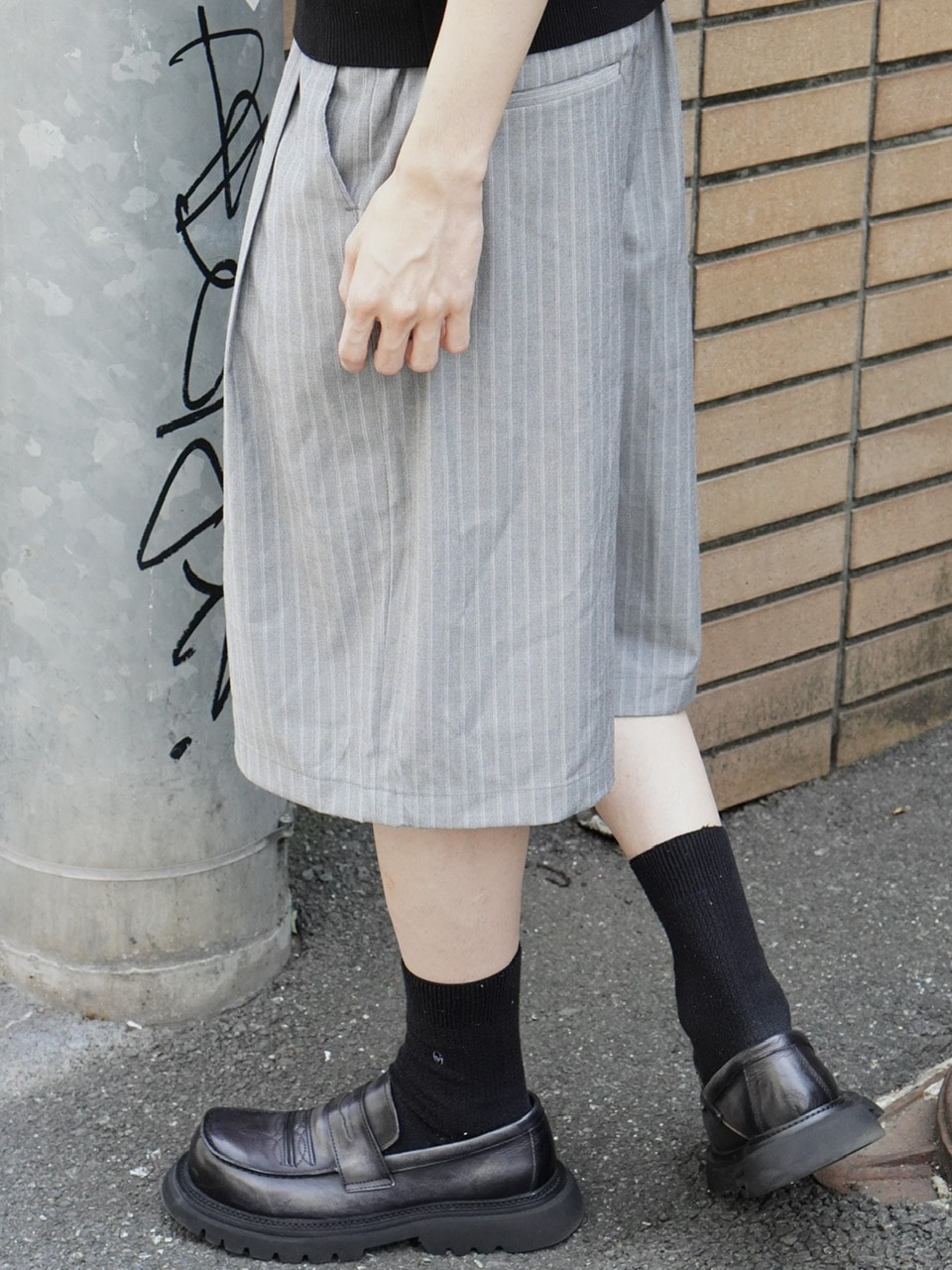 東京店WEB限定受注制【Chikashitsu +】stripe bermuda pants