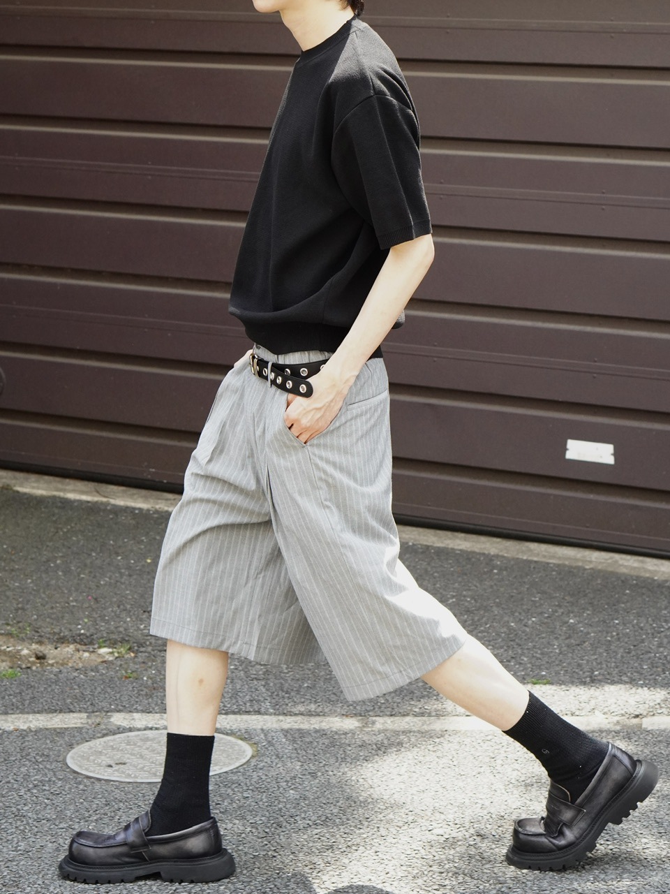 東京店WEB限定受注制【Chikashitsu +】stripe bermuda pants