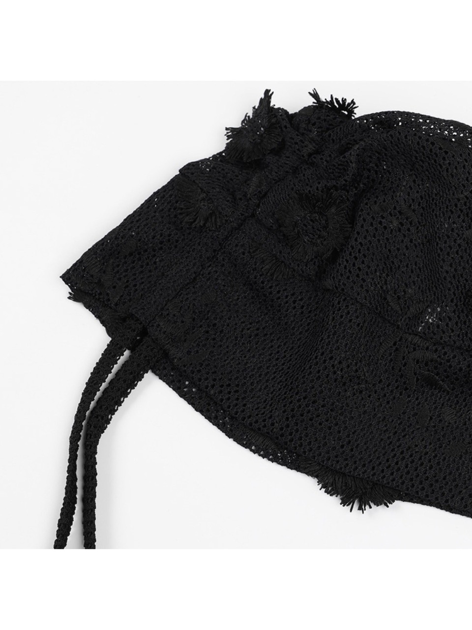 【FANCY CLUB】Lace Ribbon Shirring Beanie / 【ファンシークラブ】レースリボンシャーリングニット帽子