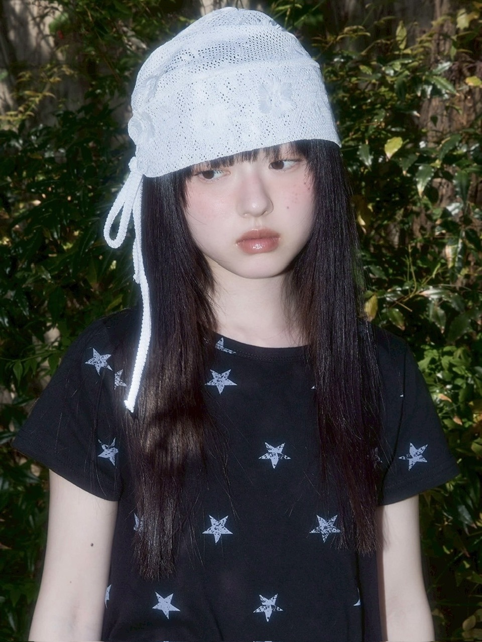 【FANCY CLUB】Lace Ribbon Shirring Beanie / 【ファンシークラブ】レースリボンシャーリングニット帽子