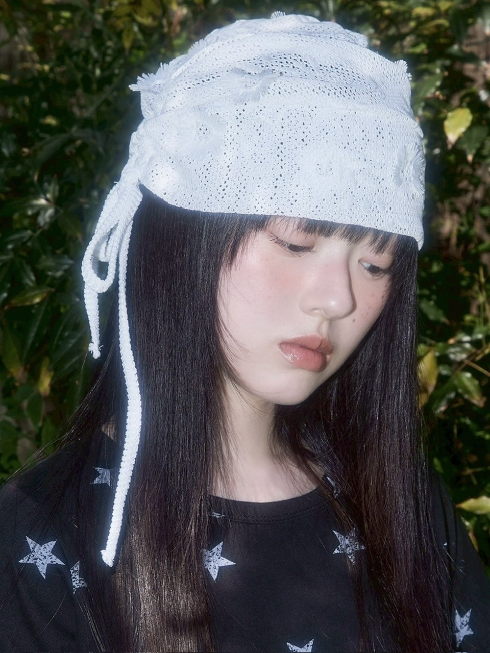 ■FANCY CLUB■ LACE RIBBON SHIRRING BEANIE (2色) FANCY CLUB】Lace Ribbon Shirring Beanie | OUR BRAND,FANCY