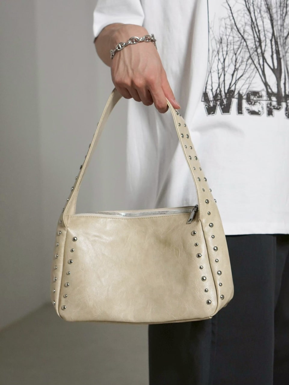 受注制【Chikashitsu +】square studs bag / 【チカシツプラス