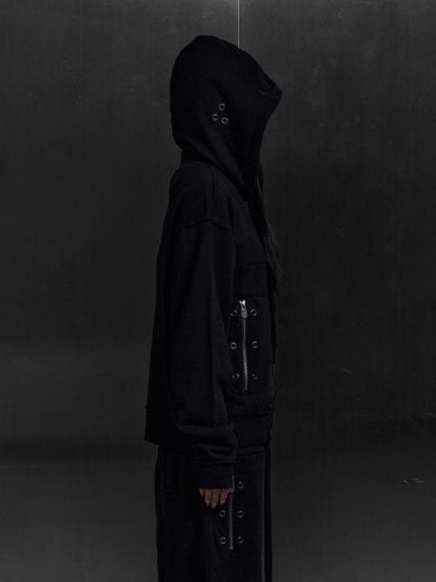 Rosen Kreuz】EYELET EDGE Set-Up ZIP-UP HOODIE | OUR BRAND,Rosen