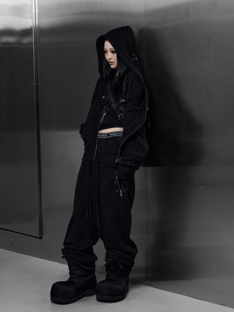 ROSEN KREUZ ブラック　ジップパーカー　L Rosen Kreuz】EYELET EDGE Set-Up ZIP-UP HOODIE | OUR BRAND,Rosen
