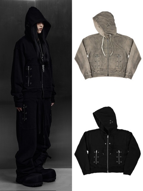 Rosen Kreuz】EYELET EDGE Set-Up ZIP-UP HOODIE | OUR BRAND,Rosen