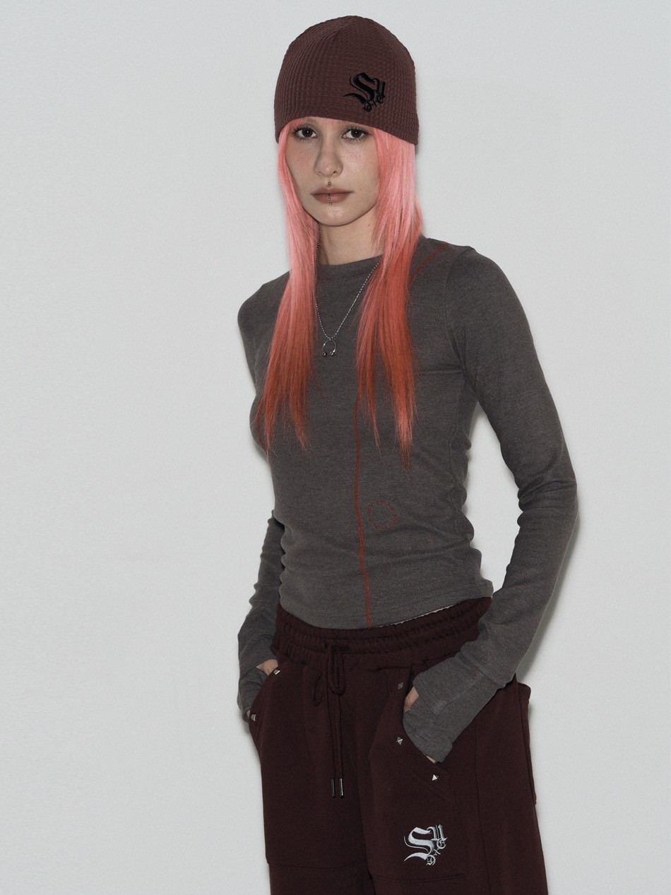 Hooded crush velvet Black and redロングマント（Long Velvet