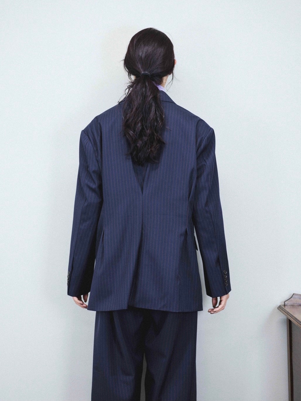 ジャケット・アウター Chalk Stripe setup 受注制【Chikashitsu +】set up stripe tuck jacket (2color