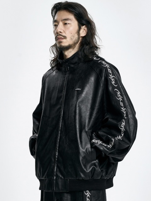 AJOBYAJO】Vegan Leather Oversized Raglan Track Jacket | OUR