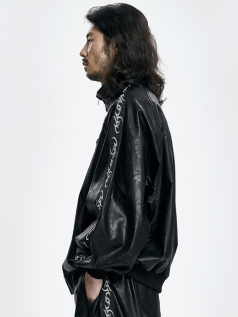 【AJOBYAJO】Vegan Leather Oversized Raglan Track Jacket