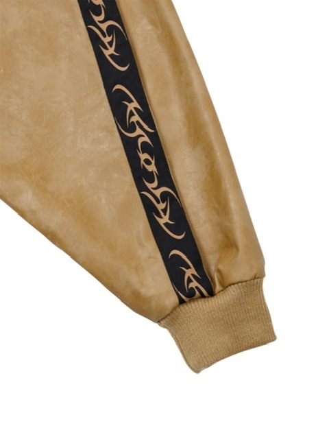 【AJOBYAJO】Vegan Leather Oversized Raglan Track Jacket