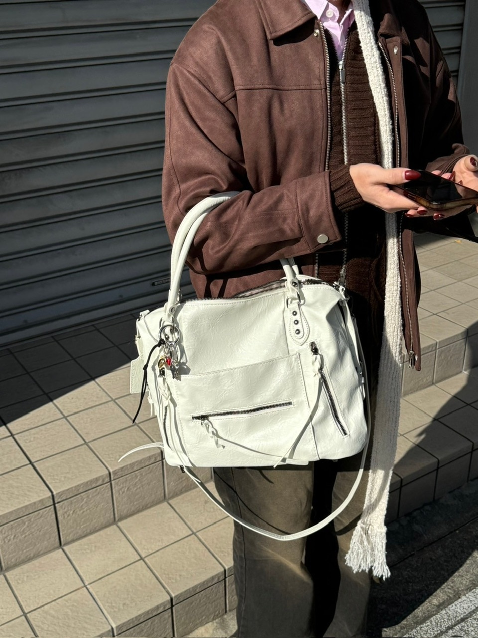 受注制【Chikashitsu +】multi pocket eco leather big bag | OUR
