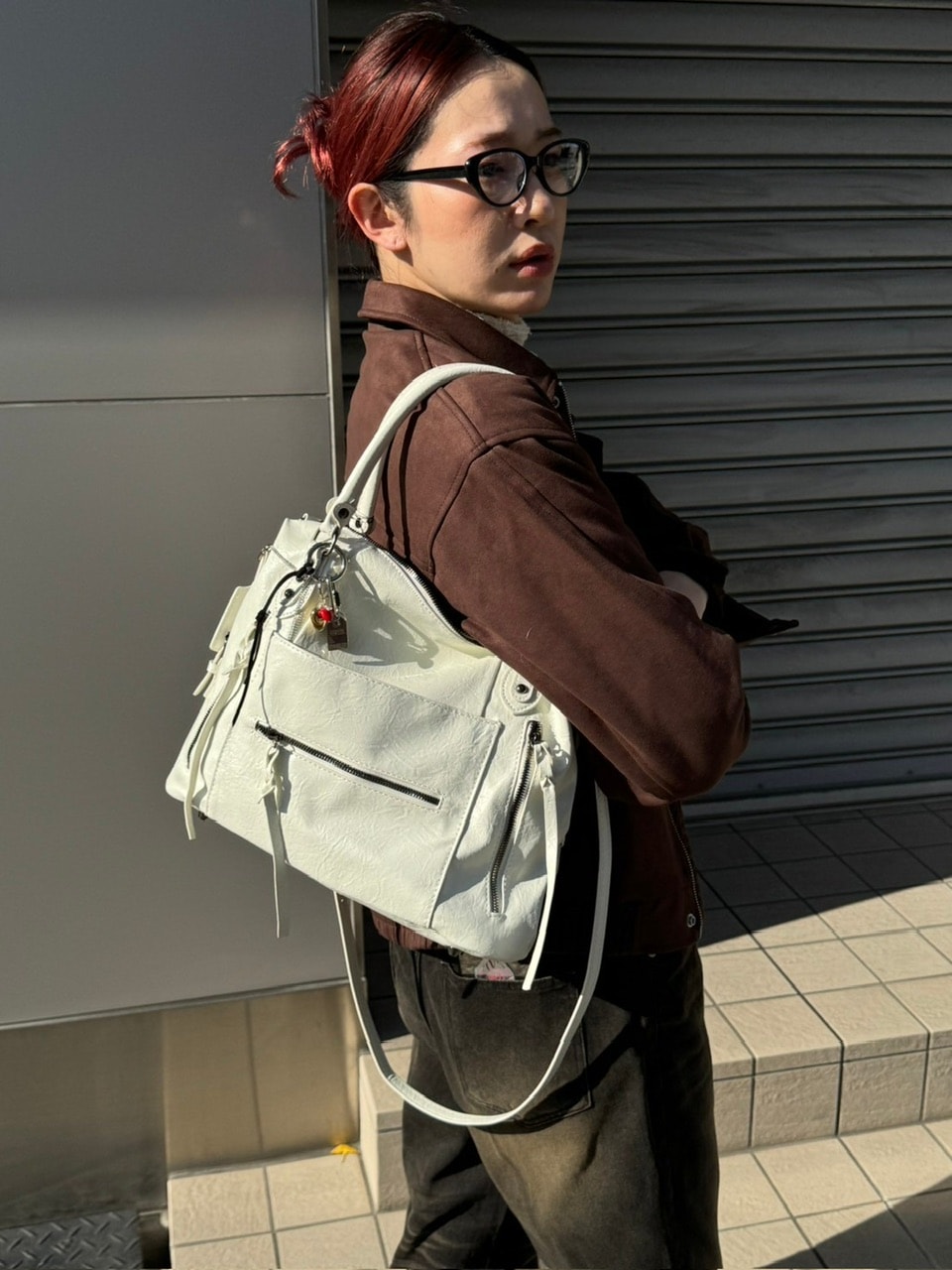 受注制【Chikashitsu +】multi pocket eco leather big bag | OUR