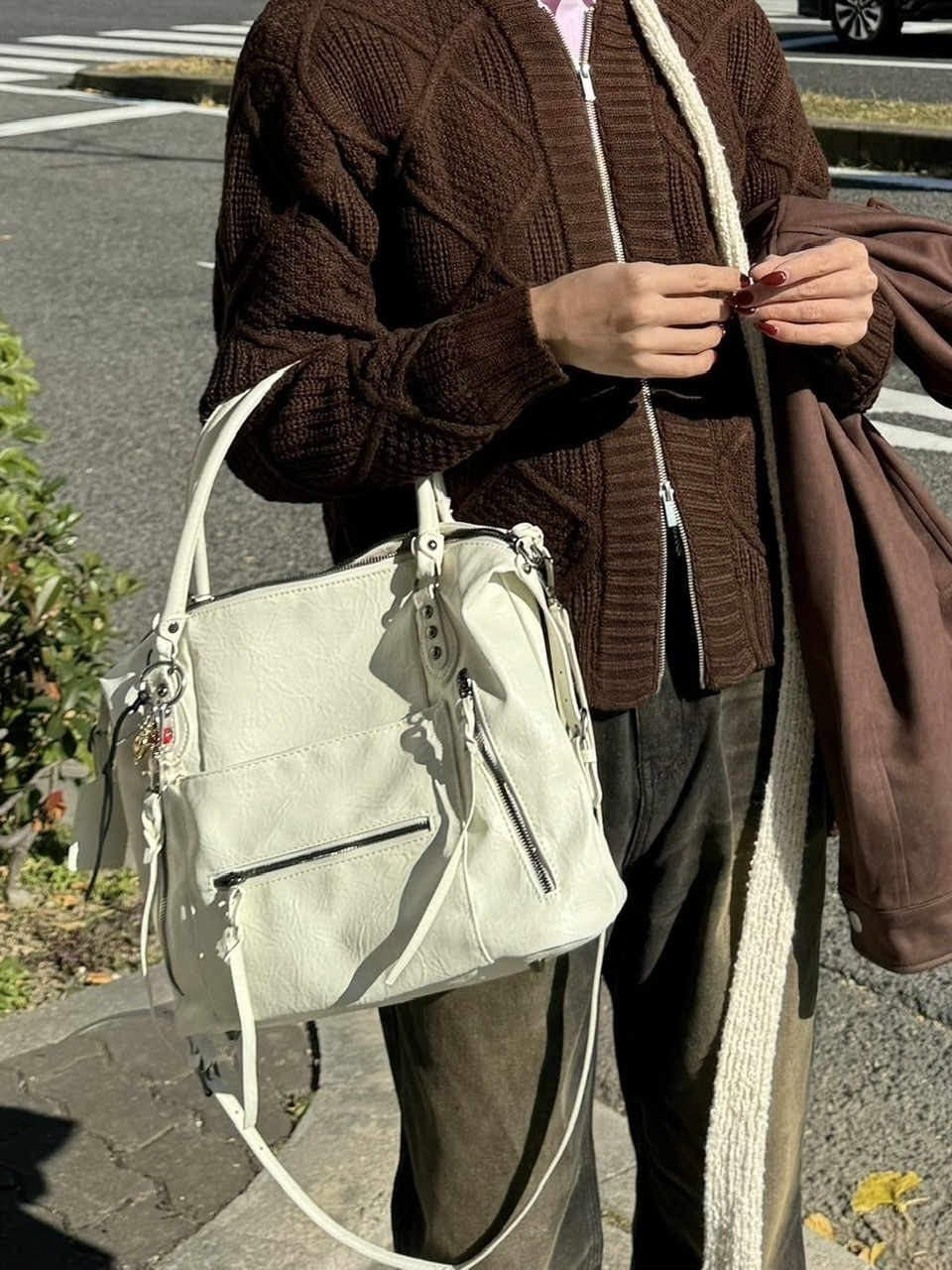 受注制【Chikashitsu +】multi pocket eco leather big bag | OUR