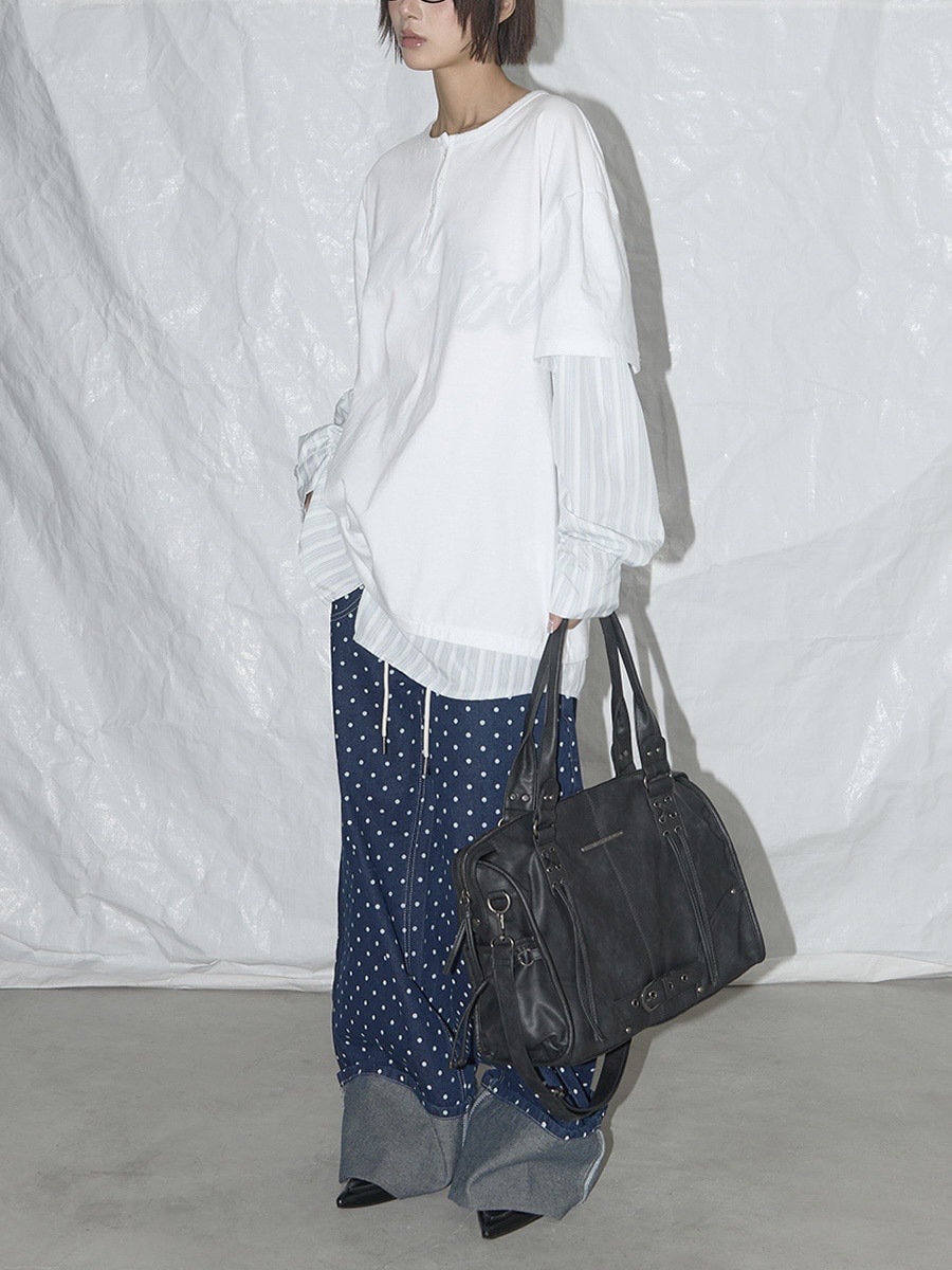 【FANCY CLUB】Belted washed leather bag ★韓国人気★ 追跡付 A'GEM/9 × .kom 『 FANCY CLUB/ファンシークラブ』 BELTED