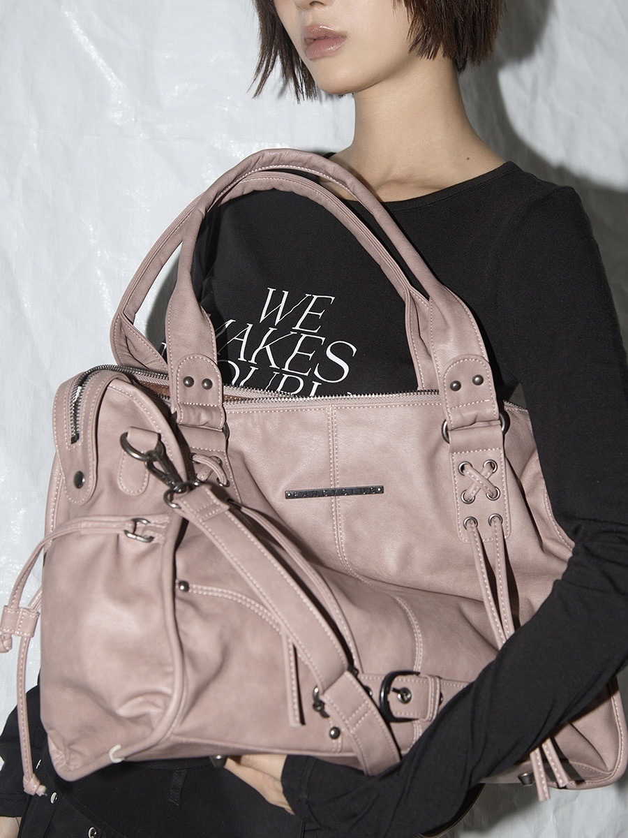 【FANCY CLUB】Belted washed leather bag ★韓国人気★ 追跡付 A'GEM/9 × .kom 『 FANCY CLUB/ファンシークラブ』 BELTED