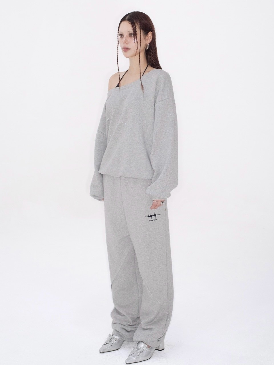 HOLY NUMBER 7】GIRLS HIPHOP LOVELY RIBBON REVERSIBLE OPEN SHOULDER