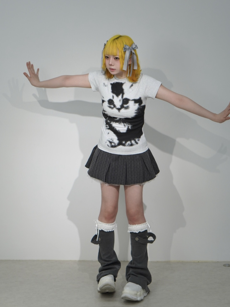 受注制【Nerd out XU】back ribbon pleats skirt