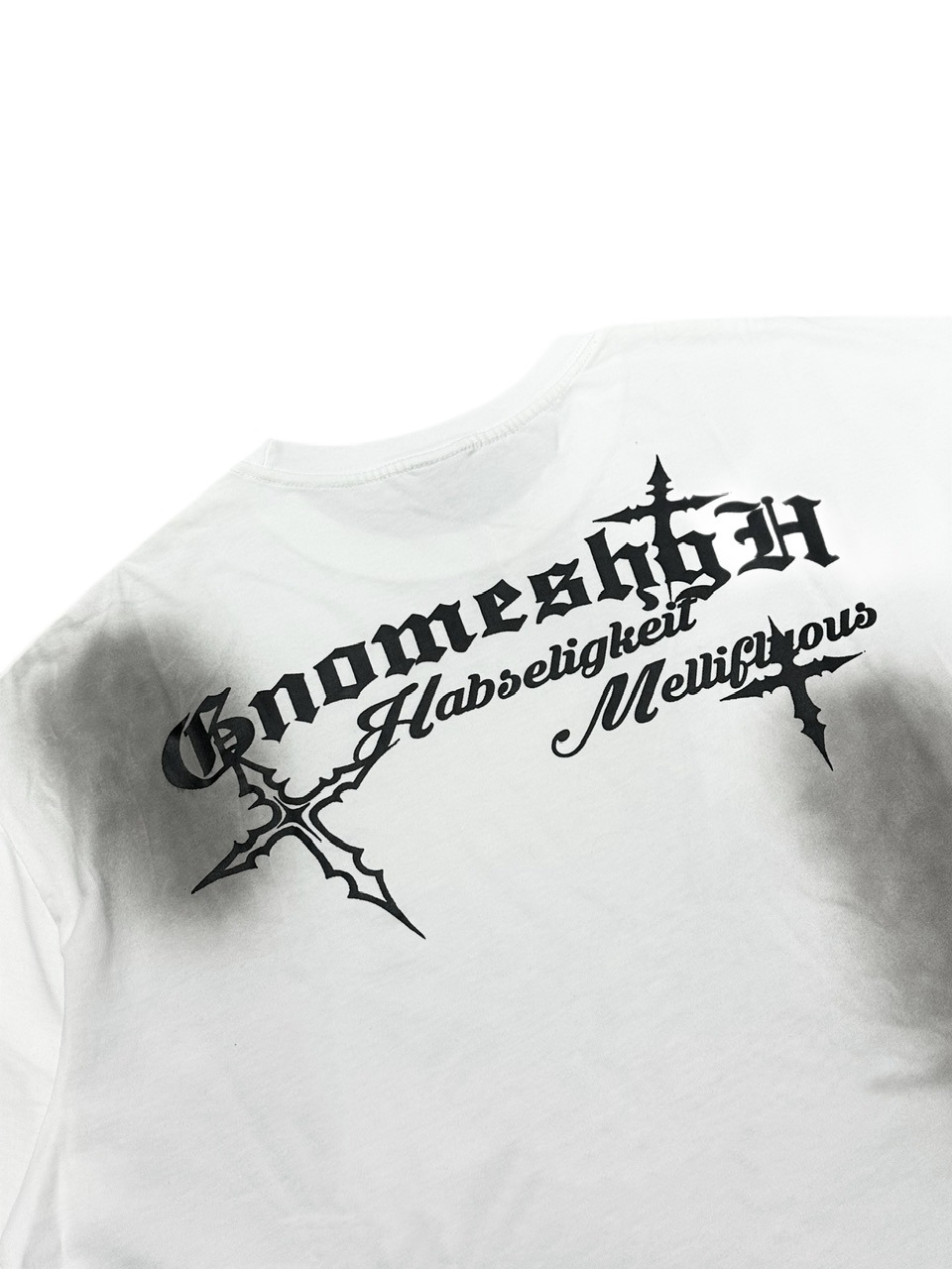 受注制【Never mind the XU】dirty cross print tee (2color) / 【ネバーマインドザエックスユー】ダーティークロスプリント半袖Tシャツ