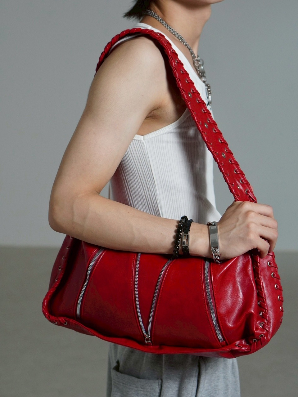 受注制【Chikashitsu +】big zip Non-leather material bag