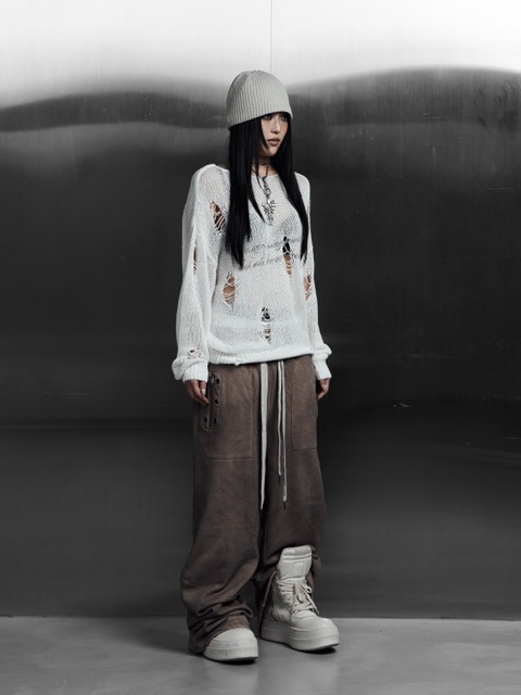 【Rosen Kreuz】EYELET EDGE Set-Up LAYERED SWEAT PANTS