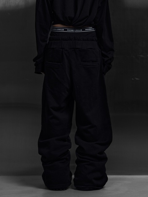 【Rosen Kreuz】EYELET EDGE Set-Up LAYERED SWEAT PANTS