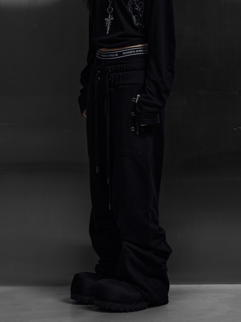 【Rosen Kreuz】EYELET EDGE Set-Up LAYERED SWEAT PANTS