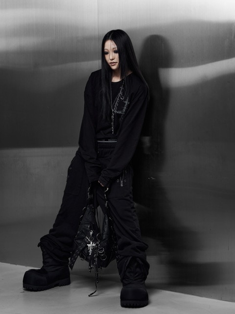 【Rosen Kreuz】EYELET EDGE Set-Up LAYERED SWEAT PANTS