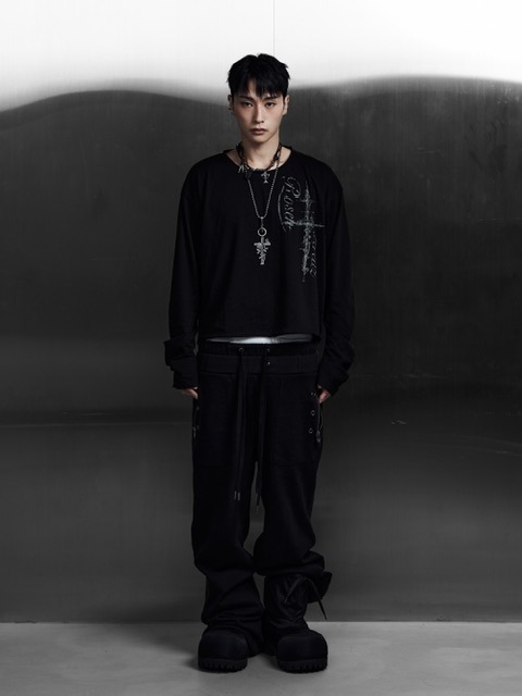 【Rosen Kreuz】EYELET EDGE Set-Up LAYERED SWEAT PANTS