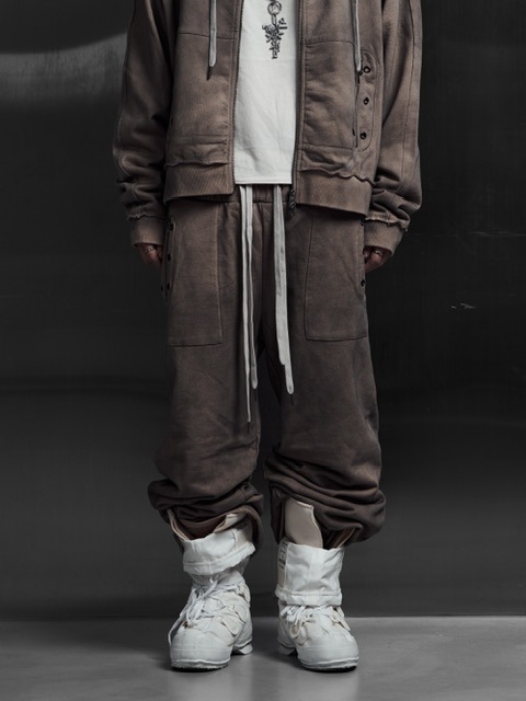 【Rosen Kreuz】EYELET EDGE Set-Up LAYERED SWEAT PANTS